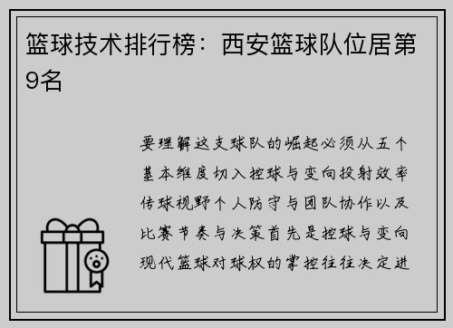 篮球技术排行榜：西安篮球队位居第9名